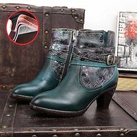Women's Boots Plus Size Handmade Shoes Daily Floral Booties Ankle Boots Buckle Kitten Heel Pointed Toe Vintage Casual Comfort Leather Zipper Blue Green miniinthebox Women's Boots Plus Size Handmade Shoes Daily Floral Booties Ankle Boots Buckle Kitten Heel Pointed Toe Vintage Casual Comfort Leather Zipper Blue Green miniinthebox
