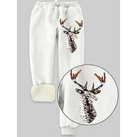 Women's Christmas Fleece Lined Sweatpants Drawstring Elastic Waist Full Length Pocket Sweatpants Christmas Christmas Daily Wear Transparent Blue milk white S M Fall  Winter Lightinthebox - thumbnail