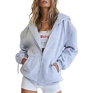 Women's Cute Hoodies Teen Girl Fall Jacket Oversized Sweatshirts Casual Drawstring Zip Up Y2K Hoodie with Pocket miniinthebox