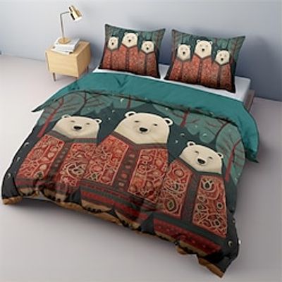 Christmas Duvet Cover Set, 3 Pieces Red Christmas Green Santa Claus Comforter Cover With Zipper Closure Soft Microfiber Festival Bedding Gifts Christmas Decoration For Home Lightinthebox