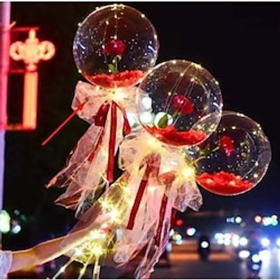 (Romantic Moment) LED Luminous Balloon Rose Bouquet, Rose Bouquet Light Transparent Balloons: Create a Magical  Romantic Atmosphere for Weddings, Engagements, Birthdays (No 2AA Battery) Lightinthebox
