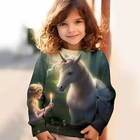 Girls' 3D Unicorn Sweatshirt Pullover Long Sleeve 3D Print Spring Fall Fashion Streetwear Adorable Polyester Kids 3-12 Years Crew Neck Outdoor Casual Daily Regular Fit Lightinthebox - thumbnail