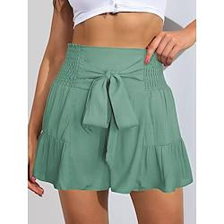 Women's Shorts Polyester Plain Mint Green Basic High Waist Short Casual Daily Weekend Summer Spring Lightinthebox