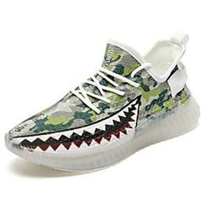 Men's Trainers Athletic Shoes Sporty Look Comfort Shoes Casual Daily Walking Shoes Tissage Volant Breathable Non-slipping Wear Proof Green Gray Spring Lightinthebox