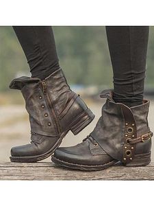 Plain Round Toe Date Outdoor Flat Boots