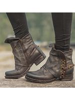 Plain Round Toe Date Outdoor Flat Boots