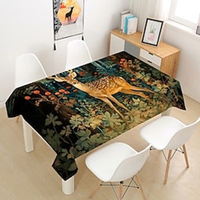 Animal Deer Tablecloth Rectangle Table Cloth Cover Washable Wrinkle Resistant Tablecloths for Family Gathering, Dining Table Lightinthebox