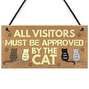 1pc Composite Board Pet Wooden Sign, Art Wooden Cat Sign Decoration, Indoor Cat Pet Wooden Sign miniinthebox