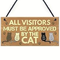 1pc Composite Board Pet Wooden Sign, Art Wooden Cat Sign Decoration, Indoor Cat Pet Wooden Sign miniinthebox - thumbnail