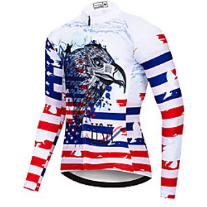 21Grams Men's Long Sleeve Cycling Jersey Spandex Red and White American  USA Eagle Bike Top Mountain Bike MTB Road Bike Cycling Quick Dry Moisture Wicking Sports Clothing Apparel  Stretchy Lightinthebox