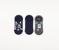 Kids Boys 3 Pcs Graphic Print Socks  Grey/Navy Combo - thumbnail