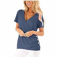 womens tops and blouses summer casual short sleeve solid t shirts tunic women's tshirts v neck with plus size (xl, blue) Lightinthebox - thumbnail