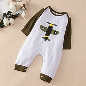Baby Boys' Basic Print Print Long Sleeve Romper White Lightinthebox