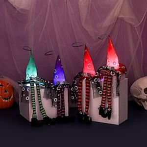 Party Supplies Pumpkin Halloween Witch Hat Long Leg Cloth Doll Faceless Light Hanging Ornament Home Decor Lightinthebox