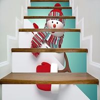 6Pcs/Set 3D Christmas Stair Stickers Decals Christmas Bead Stair Risers Stickers Decals Removable Staircase Decals Vinyl Wall Stickers for Stair Steps Christmas Decoration miniinthebox - thumbnail