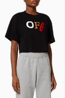 Logo Typo Mix Crop T-shirt in Cotton - thumbnail