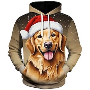 Graphic Dog Merry Christmas Fashion Daily Basic Men's 3D Print Hoodie Pullover Sports Outdoor Holiday Vacation Hoodies Yellow Blue Hooded Print Front Pocket Spring   Fall Designer Lightinthebox