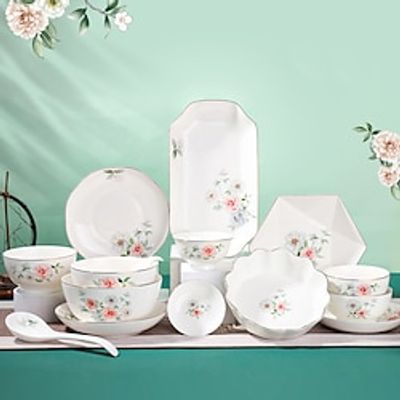 Ceramic Dinnerware Sets, Vintage Floral Flowers Plates and Bowls, Highly Chip and Crack Resistant | Dishwasher  Microwave  Oven Safe Dishes Lightinthebox