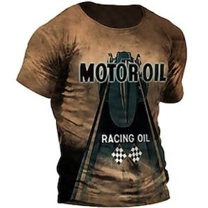 Men's Unisex T shirt Tee Letter Graphic Prints Crew Neck Green Blue Brown Coffee Gray 3D Print Outdoor Street Print Clothing Apparel Vintage Sports Designer Casual / Summer / Summer miniinthebox