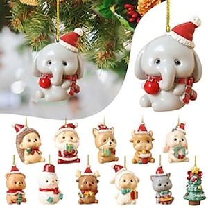 12pcsset Christmas Tree Ornaments Hanging Decorations Cute Christmas Ornament 2023 New 2D Acrylic Crafts Hanging Ornament New Year Festive Party Supplies Room Hanging Decor Lightinthebox