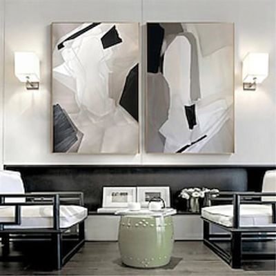 Hand Painted White minimalist mordern painting on canvas Wall Art white abstract painting large milimalist abstract painting abstract art black and white abstract art ready to hang or canvas Lightinthebox