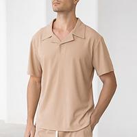 Men's Golf Shirt Golf Polo Work Casual Lapel Short Sleeve Basic Modern Plain Button Spring Summer Regular Fit Black Khaki Coffee Golf Shirt Lightinthebox