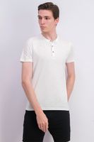 Mens Short Sleeve Henley T-Shirt  White - thumbnail