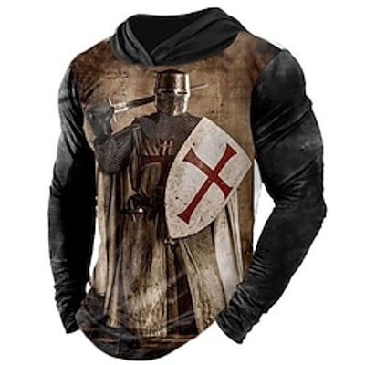 Men's Unisex Pullover Hoodie Sweatshirt Color Block Graphic Prints Human Patchwork Print Daily Sports 3D Print Casual Streetwear Hoodies Sweatshirts  Brown miniinthebox