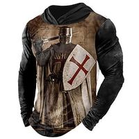 Men's Unisex Pullover Hoodie Sweatshirt Color Block Graphic Prints Human Patchwork Print Daily Sports 3D Print Casual Streetwear Hoodies Sweatshirts  Brown miniinthebox - thumbnail
