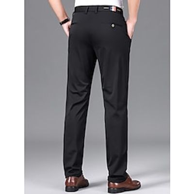 Men's Dress Pants Trousers Suit Pants Pocket Plain Comfort Breathable Outdoor Daily Going out Fashion Casual Black Dark Blue Lightinthebox