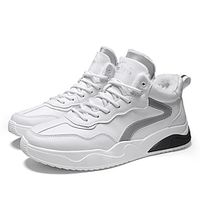 Men's Sneakers White Shoes Skate Shoes Winter Shoes Fleece lined Walking Casual Athletic PU Slip Resistant Lace-up Black White Beige Winter Lightinthebox - thumbnail