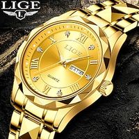 LIGE Men Quartz Watch Diamond Luxury Large Dial Business Calendar Date Zinc alloy Watch miniinthebox