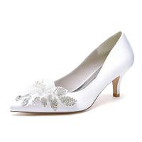 Women's Wedding Shoes Ladies Shoes Valentines Gifts White Shoes Wedding Party Valentine's Day Bridal Shoes Rhinestone Satin Flower Beading Low Heel Pointed Toe Elegant Fashion Luxurious Satin Loafer Lightinthebox