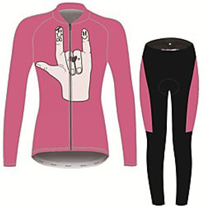 21Grams Peace  Love Women's Long Sleeve Cycling Jersey with Tights - Pink / Black Bike Clothing Suit Thermal Warm Anatomic Design Ultraviolet Resistant Sports Winter Fleece Terylene Polyester Taffeta miniinthebox