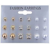 9 Pairs Stud Earrings For Women's Party Evening Prom Date Alloy Classic Fashion Lightinthebox - thumbnail