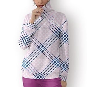 Women's Golf Hoodie Golf Pullover Golf Sweatshirt Thermal Warm Breathable Moisture Wicking Long Sleeve Golf Outerwear Top Regular Fit 1/4 Zip Stand Collar Plaid Spring Autumn Tennis Golf Pickleball miniinthebox