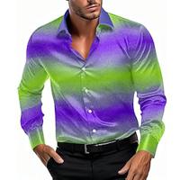 Men's Casual Printed Shirts Formal Summer Spring Fall Turndown Long Sleeve Purple S, M, L Polyester Shirt Lightinthebox