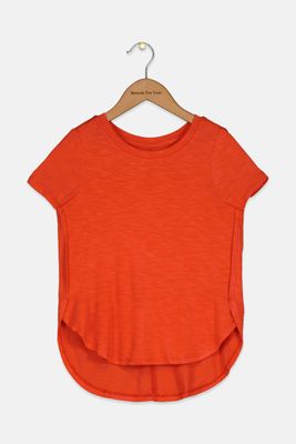 Kids Girls Curved-Hem Top Orange Kids Girls Curved-Hem Top Orange