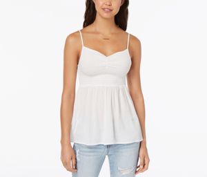 Crave Frame Juniors Smocked Cami Top  White