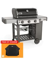 Weber Grill GENESIS E-310 Gourmet BBQ system Black with Free Weber Premium Genesis II Grill Cover 3 Burner LX 300 & 300 S