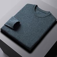 Men's Wool Sweater Pullover Sweater Jumper Xmas Sweater Jumper Ribbed Knit Regular Knitted Plain Crew Neck Keep Warm Modern Contemporary Daily Wear Going out Clothing Apparel Fall Winter Camel Black Lightinthebox - thumbnail