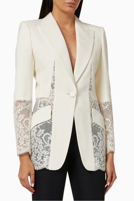 Lace Jacket in Light Wool Silk Lace Jacket in Light Wool Silk