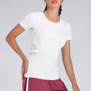 Women's Tee  T-shirt Mesh Patchwork Crew Neck Spandex Solid Color Sport Athleisure T Shirt Top Short Sleeves Quick Dry Breathable Soft Comfortable Exercise  Fitness Running Everyday Use Casual Lightinthebox