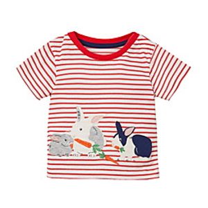 Kids Girls' T shirt Tee Short Sleeve Rabbit Animal Print Red Children Tops Summer Basic Regular Fit 3-8 Years miniinthebox