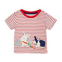 Kids Girls' T shirt Tee Short Sleeve Rabbit Animal Print Red Children Tops Summer Basic Regular Fit 3-8 Years miniinthebox - thumbnail
