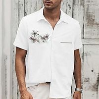 Men's Shirt Summer Hawaiian Shirt Coconut Tree Graphic Prints Turndown White Green Gray Outdoor Street Short Sleeves Print Clothing Apparel Fashion Designer Casual Soft Lightinthebox - thumbnail