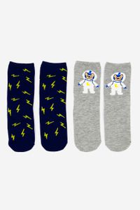 Kids Boys 2 Pack Crew Socks  Grey/Navy