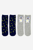 Kids Boys 2 Pack Crew Socks  Grey/Navy - thumbnail