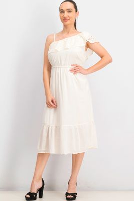 Womens Asymmetrical Dress Off White Womens Asymmetrical Dress Off White