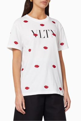 VLTN Le Rouge Embroidered Oversized Cotton T-Shirt VLTN Le Rouge Embroidered Oversized Cotton T-Shirt